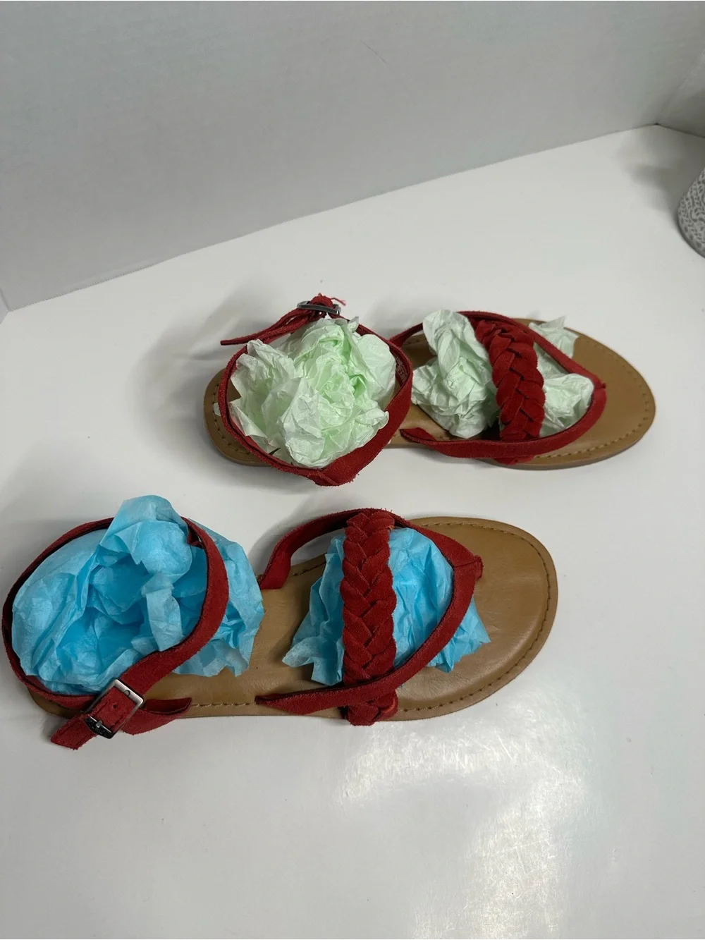 Toms Red Braided Strap Ankle Sandals